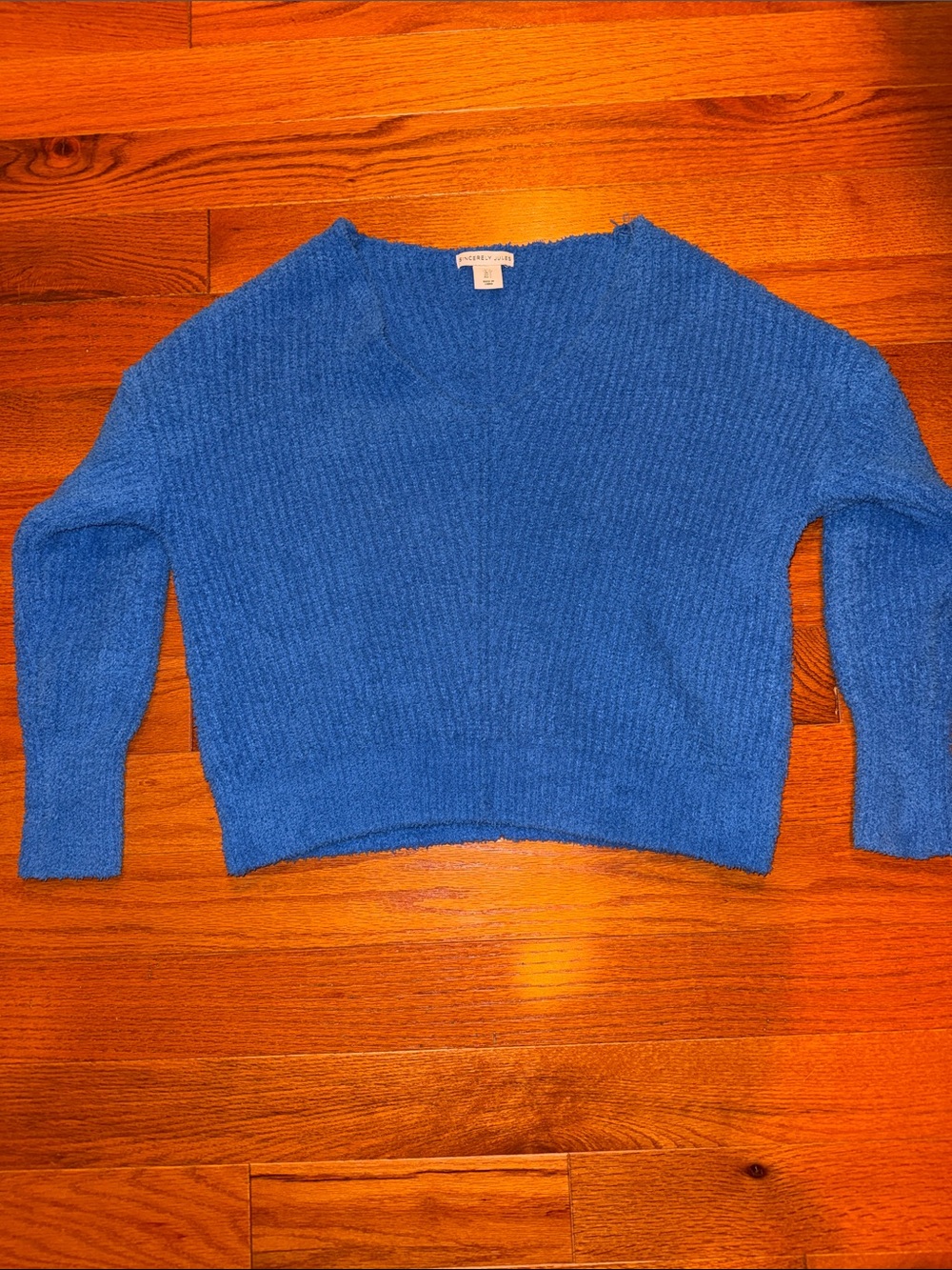 Sincerely Jules Bright Blue deep V-Neck Sweater Small